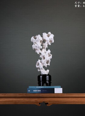 白色太湖石天然原石奇石观赏石灵璧石磬石摆件中式案W头文房装饰