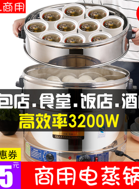 大容量电蒸锅多功能n家用商用电蒸笼机大型三层蒸锅超大蒸菜蒸馒