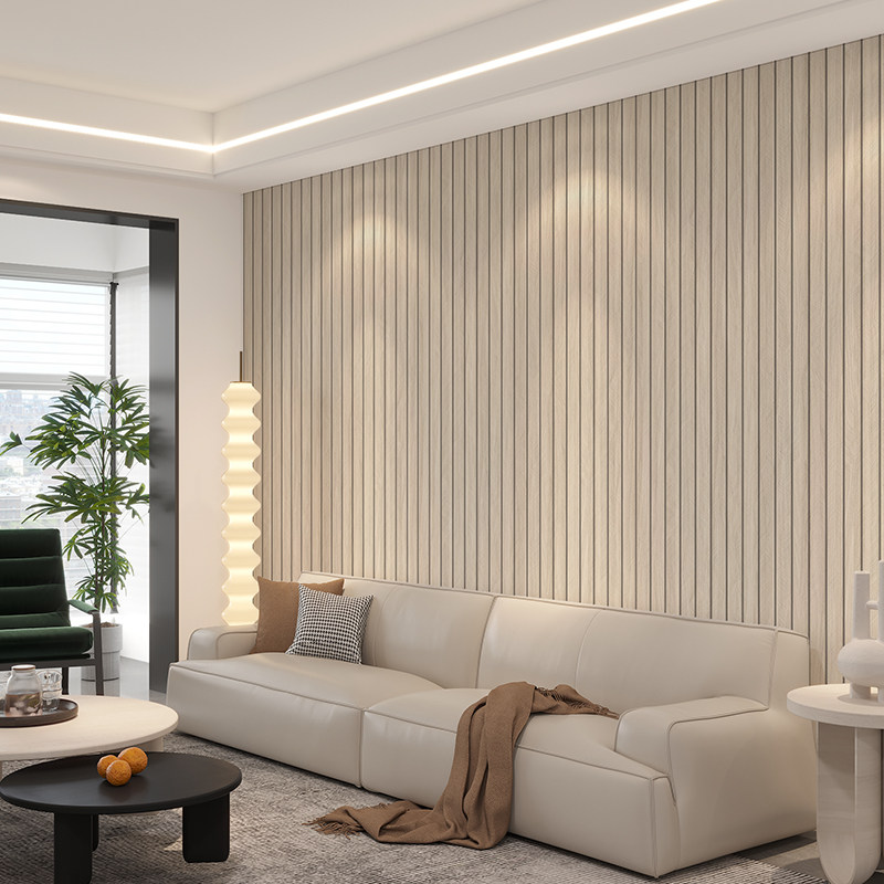 格栅板墙贴自粘防水防潮木纹墙纸客厅G电视背景墙面装饰改造翻新