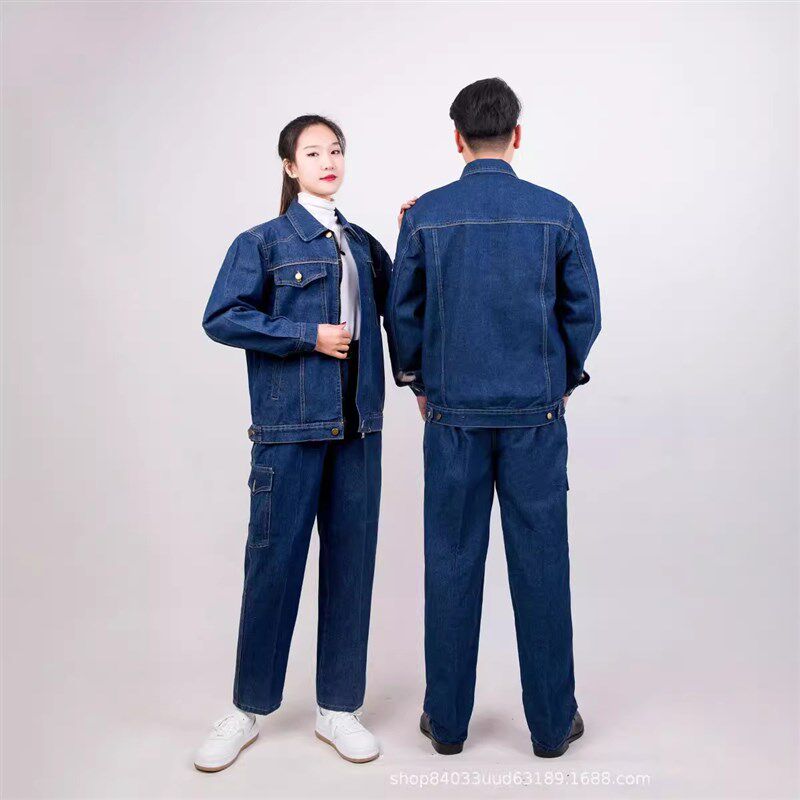 春秋加厚牛仔j工作服电焊服工地工厂车间汽修劳保服