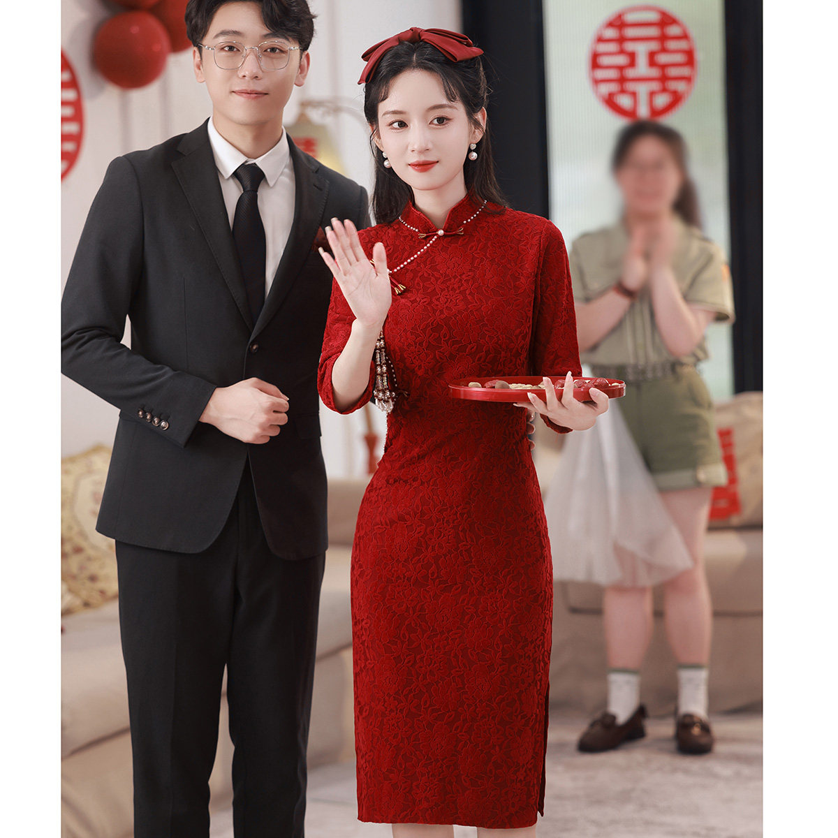 敬酒服新娘2024新款春秋结婚礼服订婚宴回门平时可穿旗袍连衣裙女