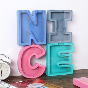 储蓄罐 实木字母存钱罐家庭摆件储钱箱创意礼品儿童存钱箱网红爆款