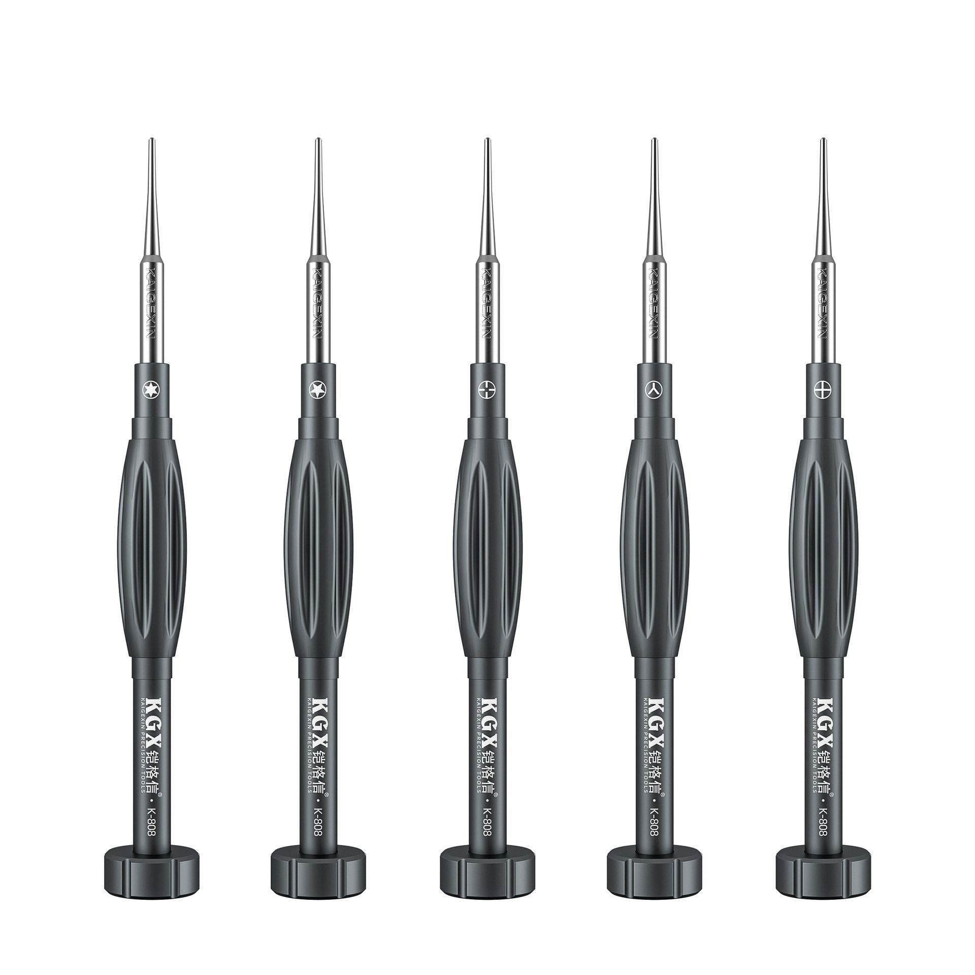 铠格信 橄榄球螺丝刀 5支装 尾部主板五角0.8十字三角 3D感螺丝刀