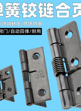 304不锈钢弹簧回弹木箱304合页迷你铰链自动不锈钢回位关门小活页