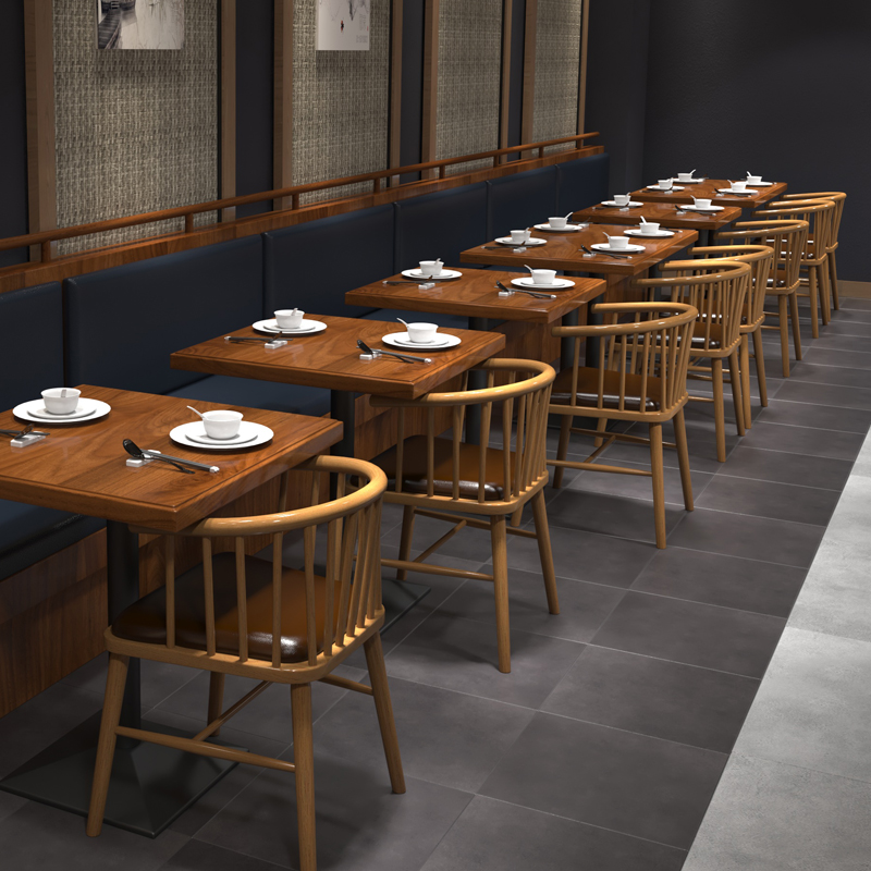餐厅桌椅商用实木小吃面馆火锅日料理寿司咖啡饭店快餐饮卡座沙发