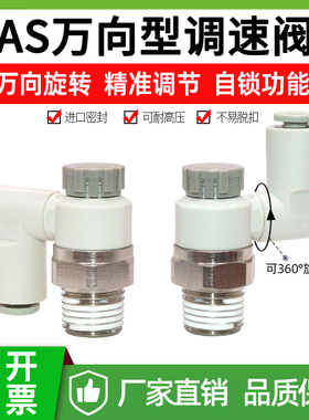 气缸调速阀万向节流阀AS130/2301F-M5-04A气动节流阀速度控制接头