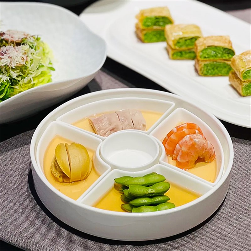 酒店中厨餐具五味圆形平盘小菜开胃菜盘小份N菜餐中式盘前餐具果