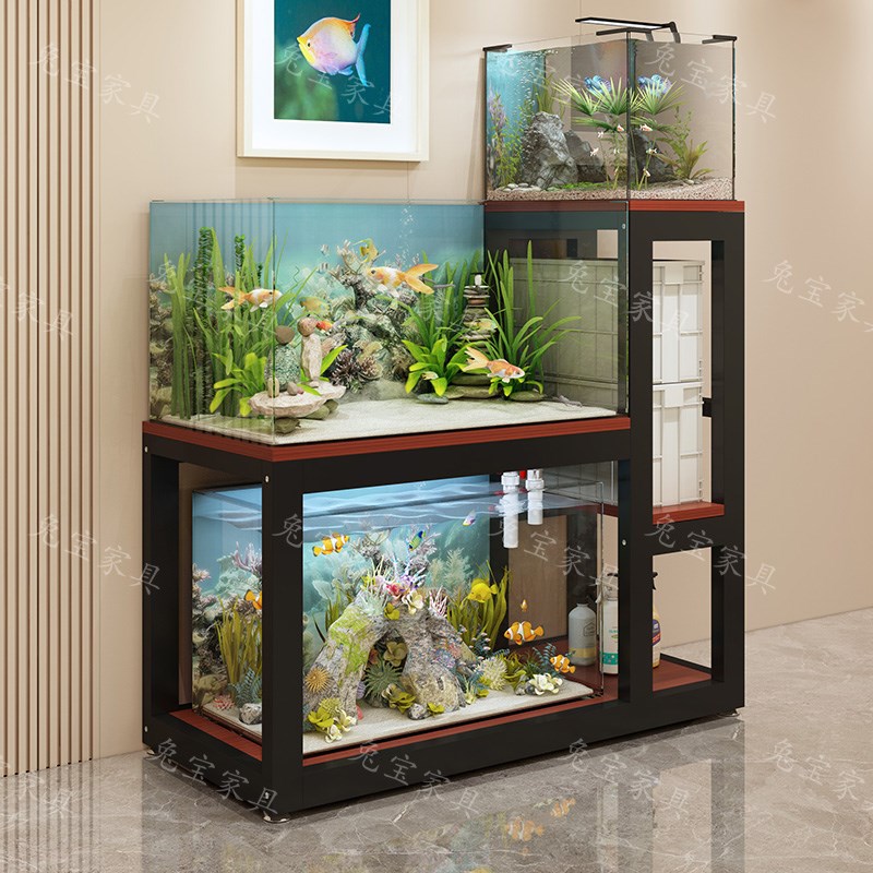 加厚鱼缸架鱼缸桌子底柜鱼缸承重架双层多层组Q合烤漆鱼缸底座架