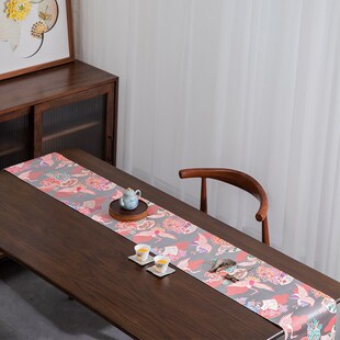 织锦缎仙鹤d防水茶席双面桌旗主人垫新中式绸缎提花干泡茶盘垫茶