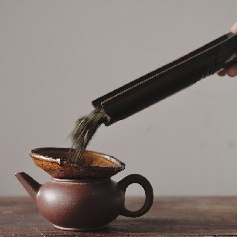 天然竹制大漆投m茶器 茶漏导茶入壶取茶器茶叶漏斗