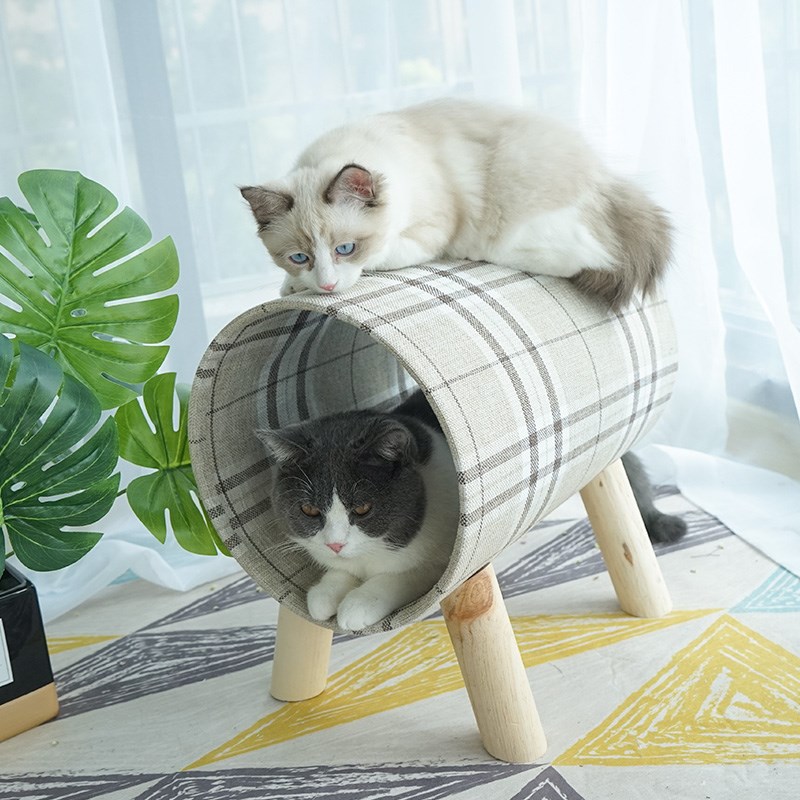 筒形创意猫窝四季通用猫咪专用窝猫隧道实木网红猫窝透气猫咪用品