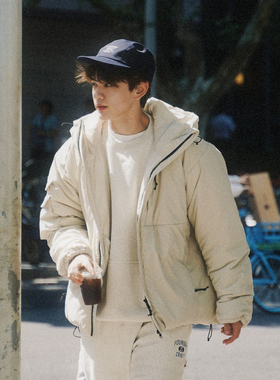 foundry 25AW宽松廓形简约日系百搭多口袋3M新雪丽防风雪连帽棉服