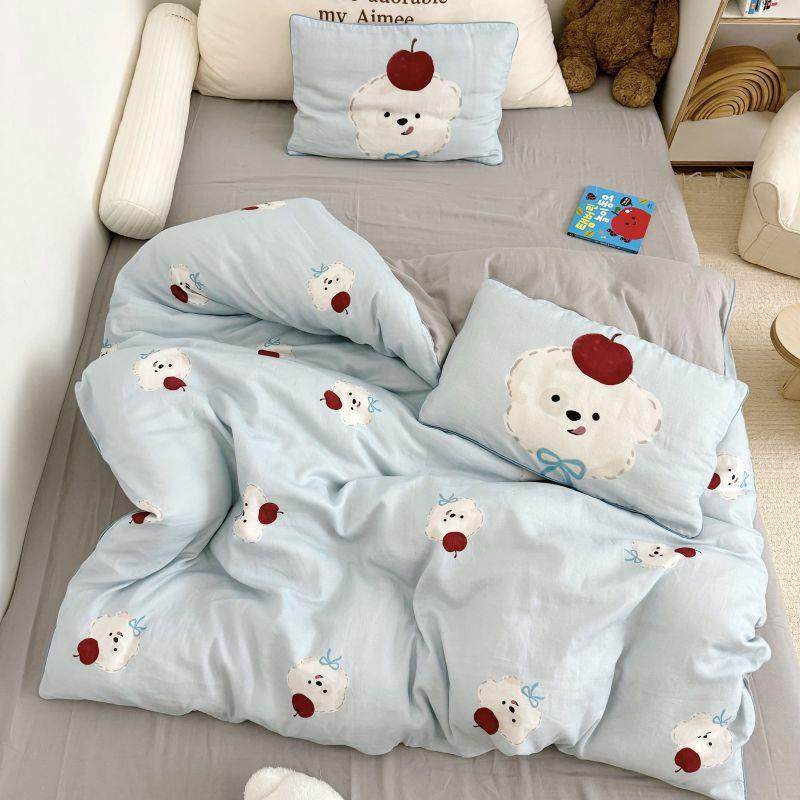 被儿童A类全棉双层纱布套单件120×1502×0mk0c幼m儿园纯棉双人被