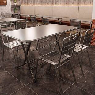 不锈钢商桌子圆桌餐饮用桌正方形折叠桌工业叠风长方形可折椅RLP