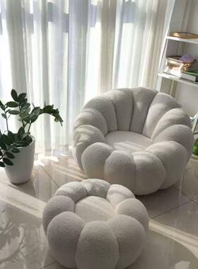 懒人发南瓜椅可躺可睡单人奶VRK油风室房客间厅小沙发阳台休卧沙