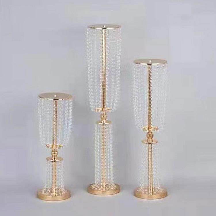 主桌浪台漫XEZ花欧婚礼装饰水晶式烛婚器庆道具路引家居餐桌摆件