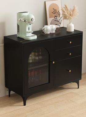 A10岩边柜多SSE功能茶水柜L客厅复古风黑色餐收纳板靠墙收纳储物