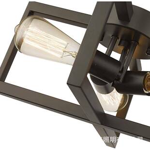 美式厅复17347属古农舍工业形金矩框架灯具餐厅吊灯卧室客吸顶灯