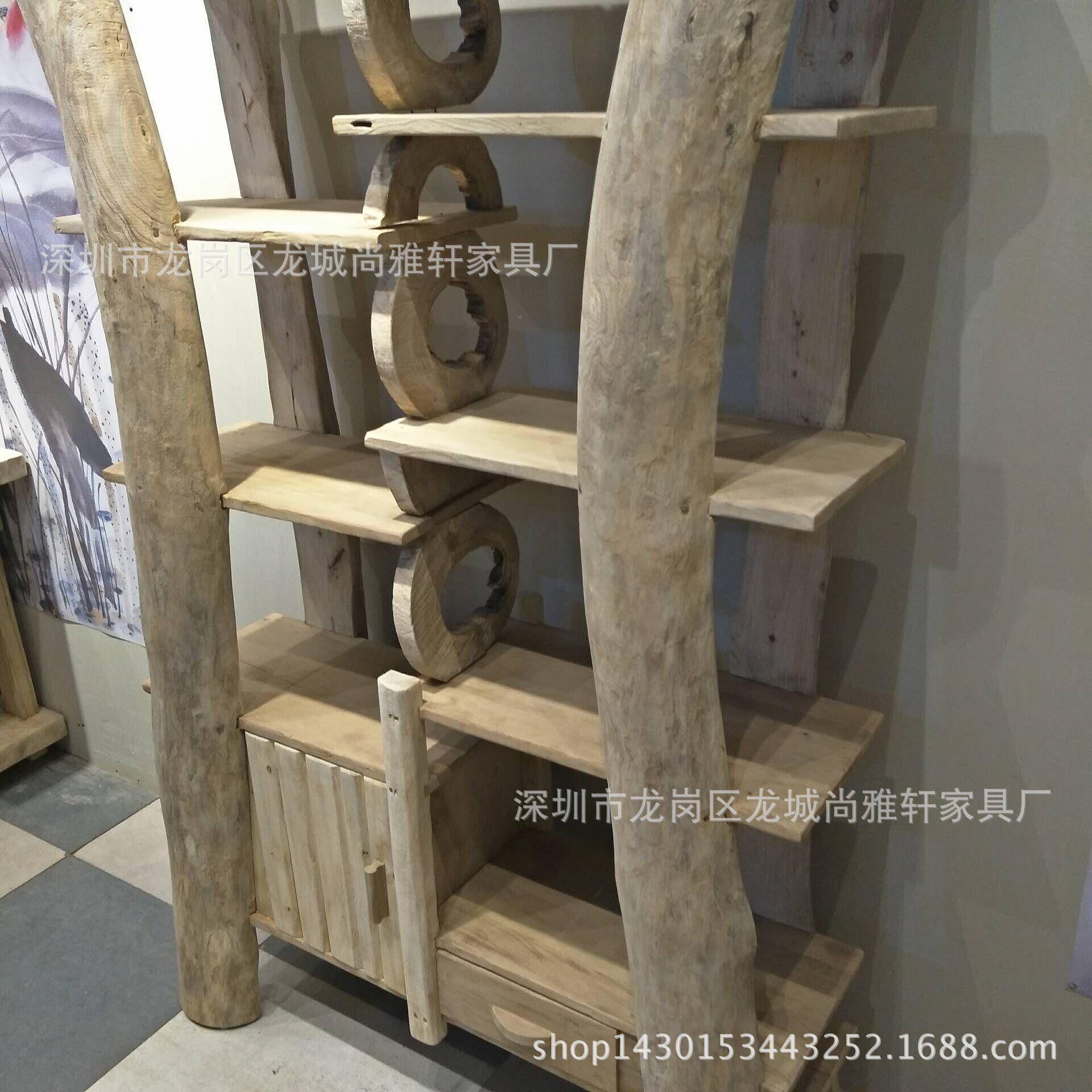 原木家具樟博古摆架客厅隔创意木木圈实木隔断板件展示BGJ6架免漆