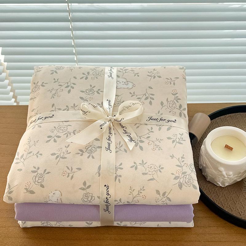 A类水单洗针织双层纱YX03四件套小清新款碎花被套床床笠学生三棉4