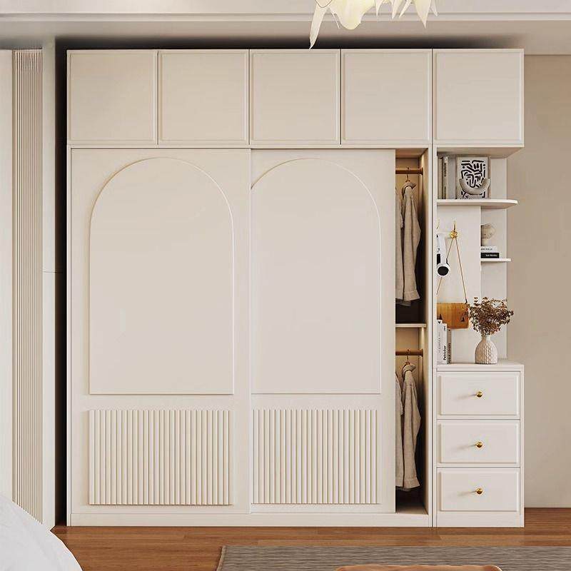 02MHN5轻奢风实颗粒板法式推拉门E0成级儿童小户型2家用卧室品衣