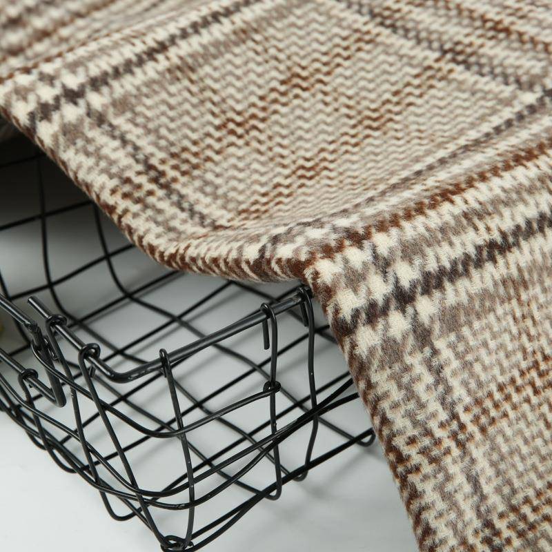 205秋BBE冬新款顺毛衣子毛呢面料大呢外套短2毛双面格羊绒毛纺布