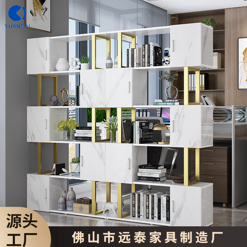 隔断置物架办公室书架美发廊理发店现代简约铁艺屏风玄关跨境