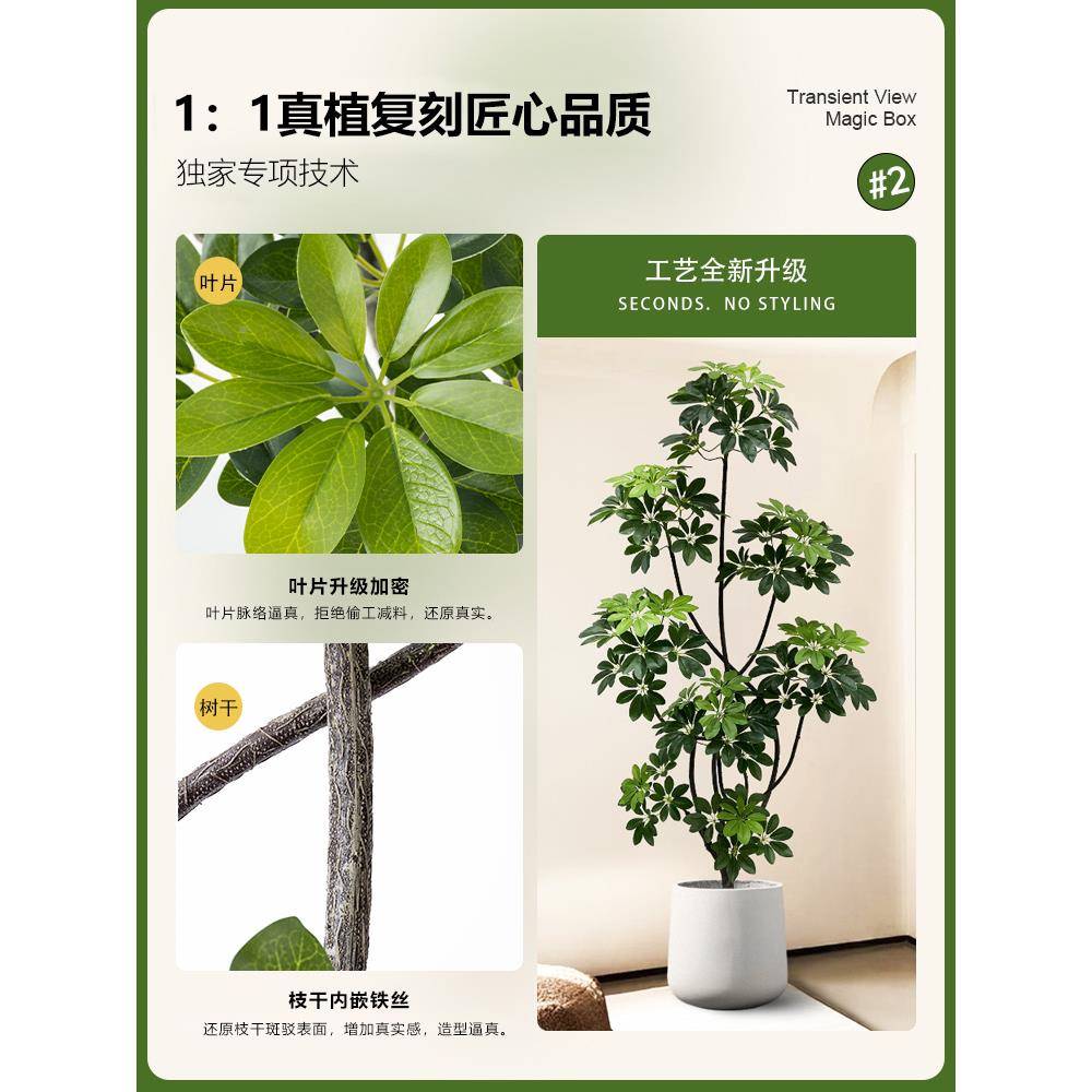 落绿植鸭脚木轻奢室内客厅绿植物Fhqrfgzw盆栽仿生植地假装饰摆件