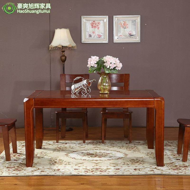 实桌木餐桌椅1米5餐桌组合长方形餐桌饭香简樟木约小户型家用1米5