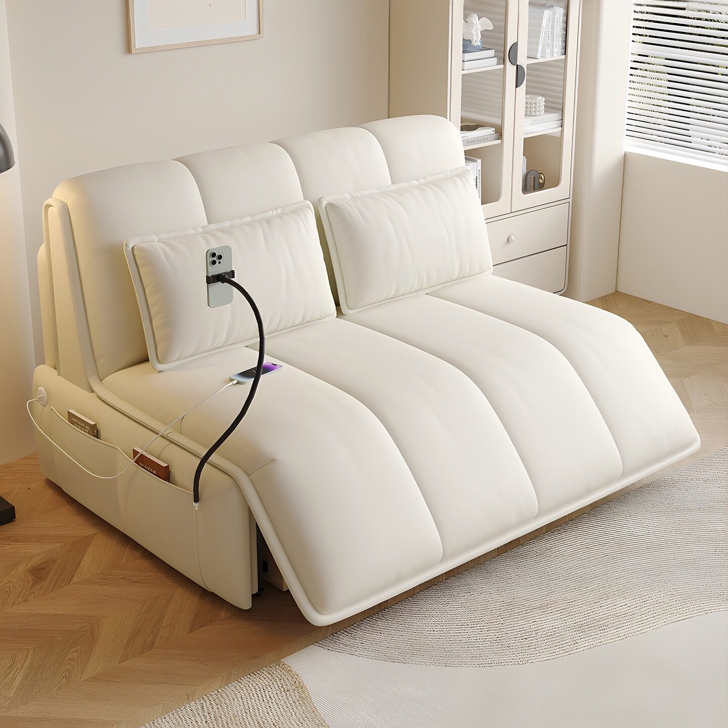 沙发床电动懒人小户型客厅书房折叠伸缩两用智能多功能单人双人床