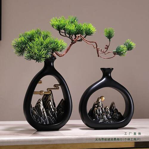 中花瓶摆件客厅插花F99MT996感博古架居客厅家电视柜式玄新关装饰
