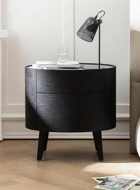 小众极简高端床头柜熏白木简约现代室时PS-T84尚烟色蜡奶油风收卧