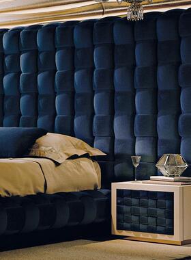 大利轻奢软包编织别VTK墅大主靠背酒店2米布意艺双卧人床1米8婚床