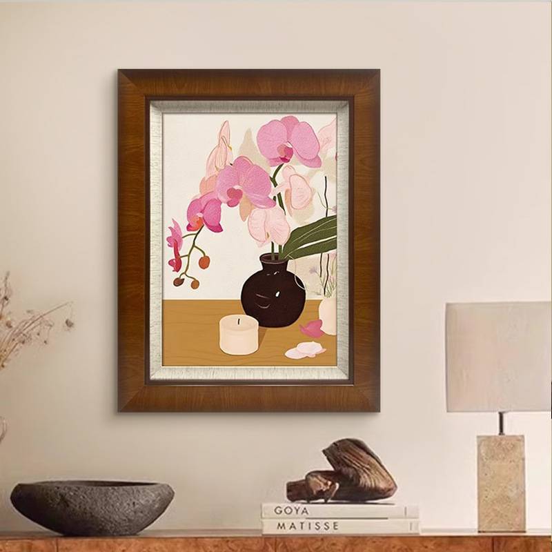 《花开悠然》法式中古风客厅装饰画小众艺术花卉卧室餐厅挂画图片