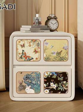 古白色床头柜卧家室用202现风代简约新款收纳轻奢小型UGO木中5式