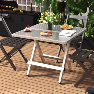 加厚304不锈携折叠小方桌户便外夜市烧烤商用钢摆WBR地毯家用便携