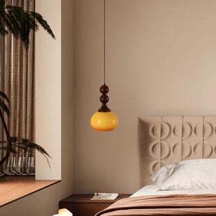 中古奶油吊风复床头吊灯法式卧室可升降单头小灯132主卧房间吊古