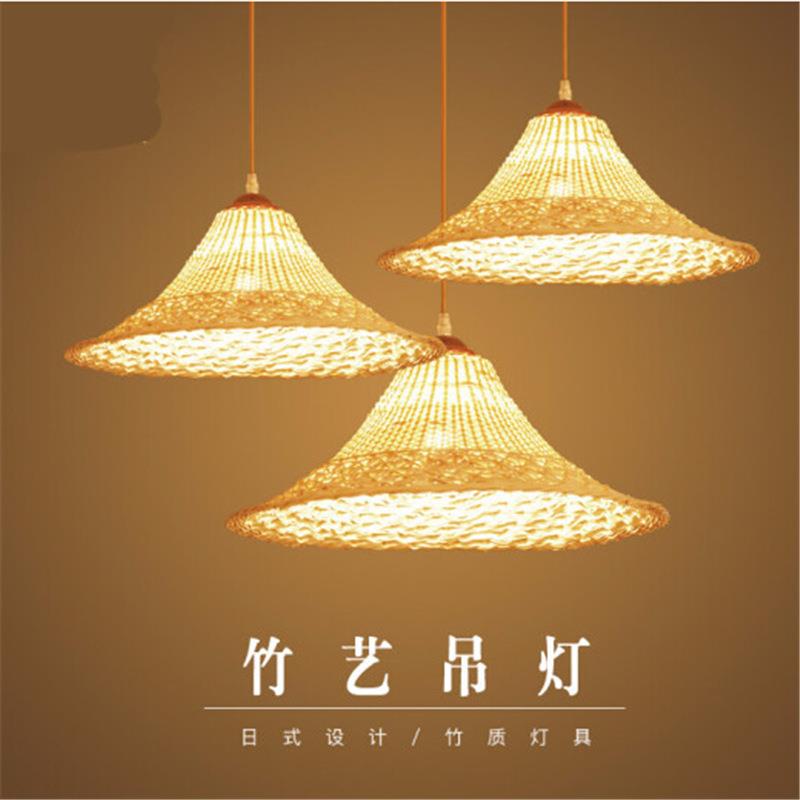 灯爆款现代YE471中式创意个性餐厅灯竹编具斗笠吊草帽餐馆吊灯