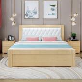 现代约实木床松木18米1.5米单双.人床带软靠背主卧出租简NSS大实