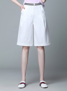 大码五分阔腿西装裤女夏薄2025新款宽松显瘦高腰直筒垂感六分中裤