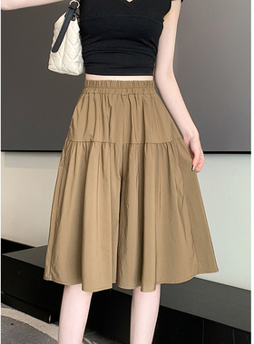 五5分a字短裤女夏季薄款裙裤大码胖mm高腰显瘦休闲裤冰丝阔腿裤子