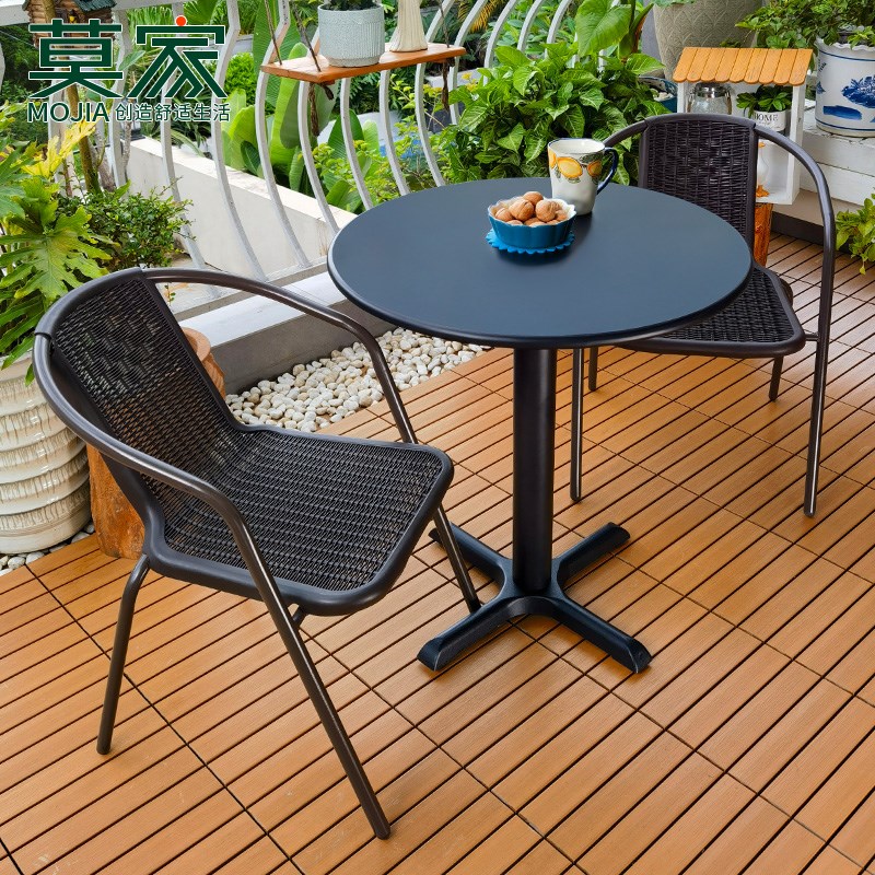 莫家户外阳台桌椅三件套t休闲小茶几塑料椅露台一桌二椅下午茶桌