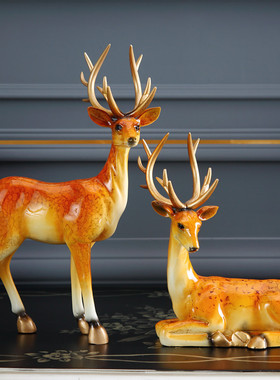 鹿摆件客厅装饰品电视柜酒柜创意新家G装饰乔迁开业送礼招财工艺