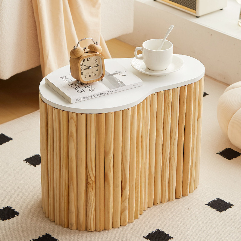 原木实木小茶几沙发旁边几t客厅落地摆件装饰品民宿阳台休闲区布