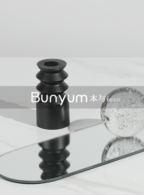 简约椭圆镜面玻璃收纳托盘家z居客厅餐桌茶几果盘软装饰品摆件