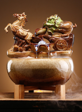 流水摆件客厅办公室玄关桌面w家居招财生财装饰品乔迁新居开业礼