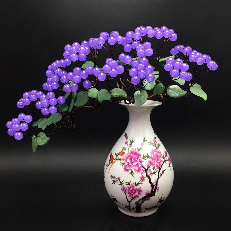 紫玉髓发财树紫水晶摇钱树家居摆件F客厅玄关酒柜店铺开业乔迁送