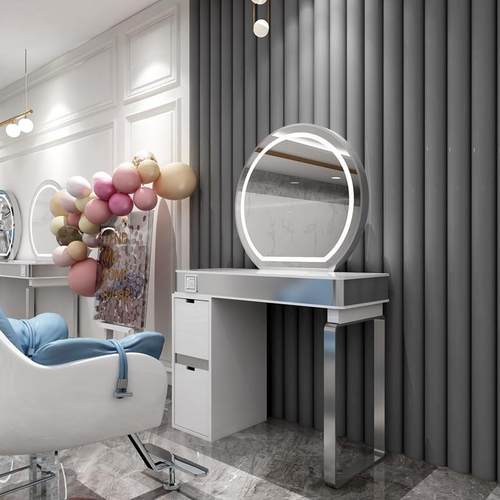 发店镜理台台发540廊专用大理石面柜子一体单双面镜染子烫剪发化