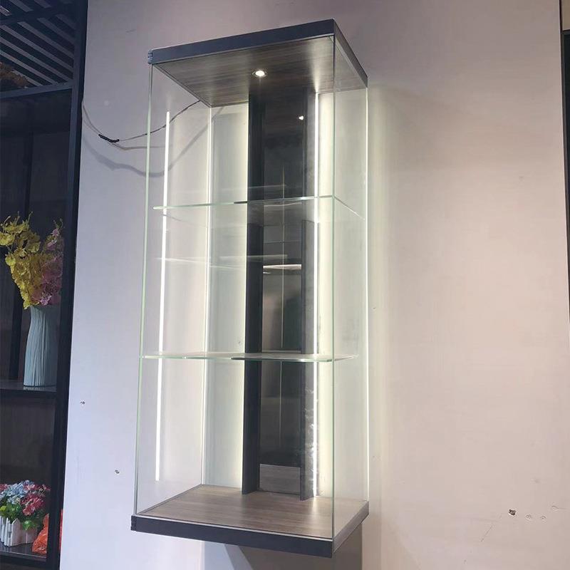 轻奢铝合金边框玻璃门壁挂柜简约灯带客展示收厅置物纳无品牌/架