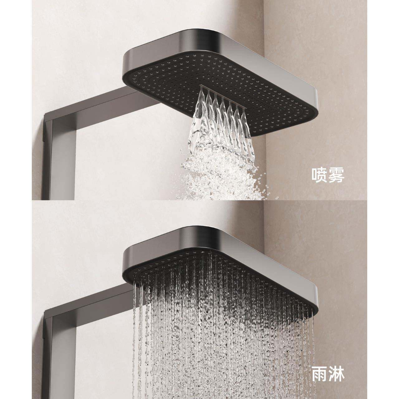 恒跨境出口功能智能温数氛围显灯钢琴键淋浴精铜主体铝合金多747